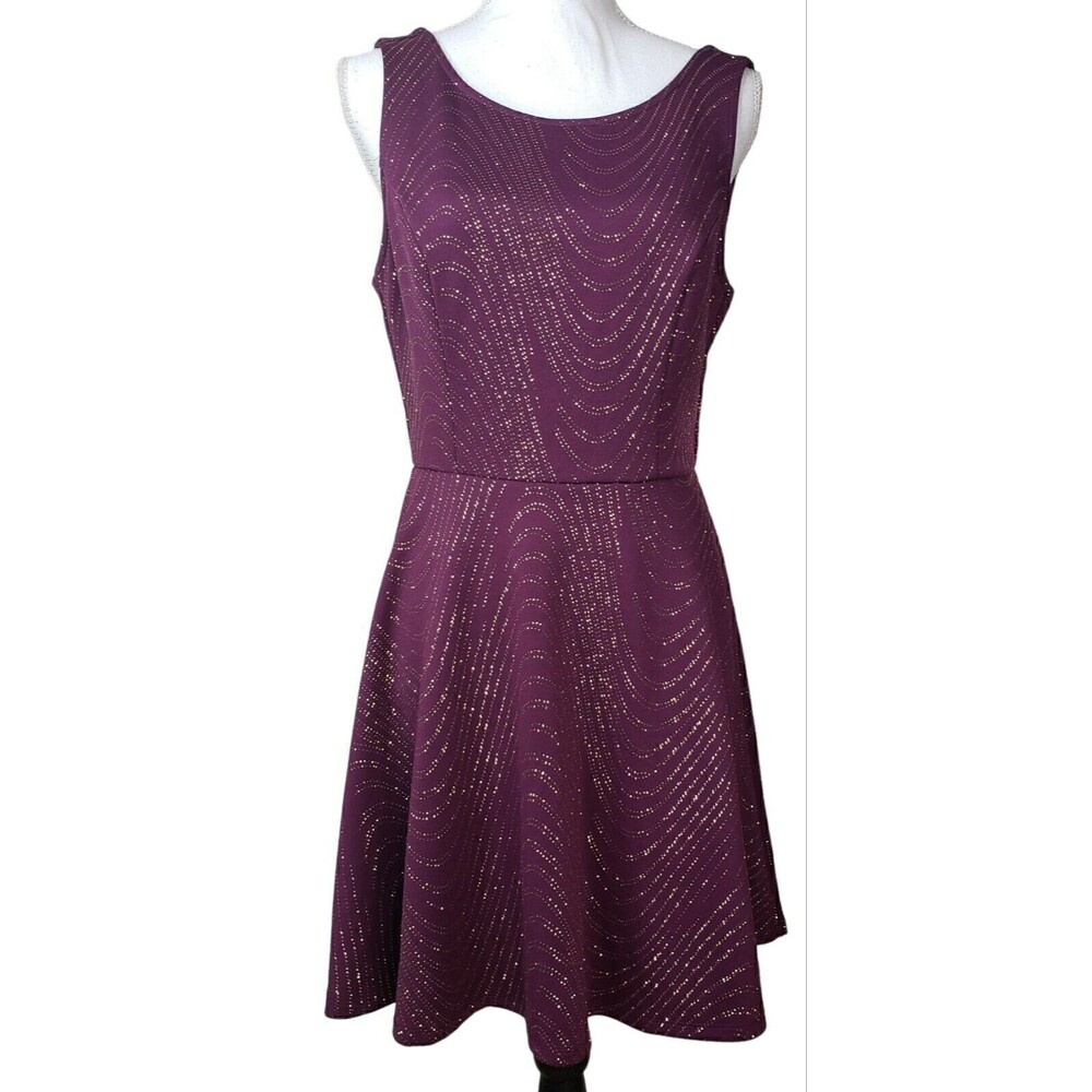 Bailey Blue Plum Gold Sparkle Party Evening Dress Size Large NWT